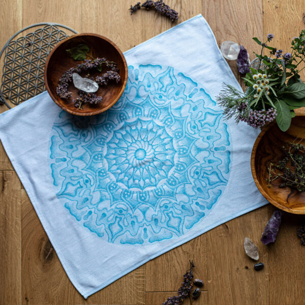 Mandala Tea/Kitchen towel - light blue
