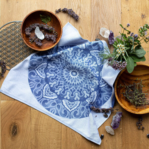 Mandala Tea/Kitchen towel - dark blue